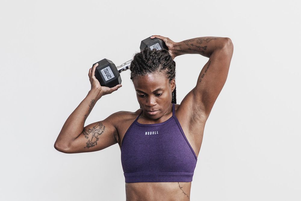 NOBULL Women's High-Neck Sports Bras - Dark Purple Heather - Ireland (2301PQJYC)